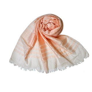 Stripes and Patches Embroidered Hijab - Orange
